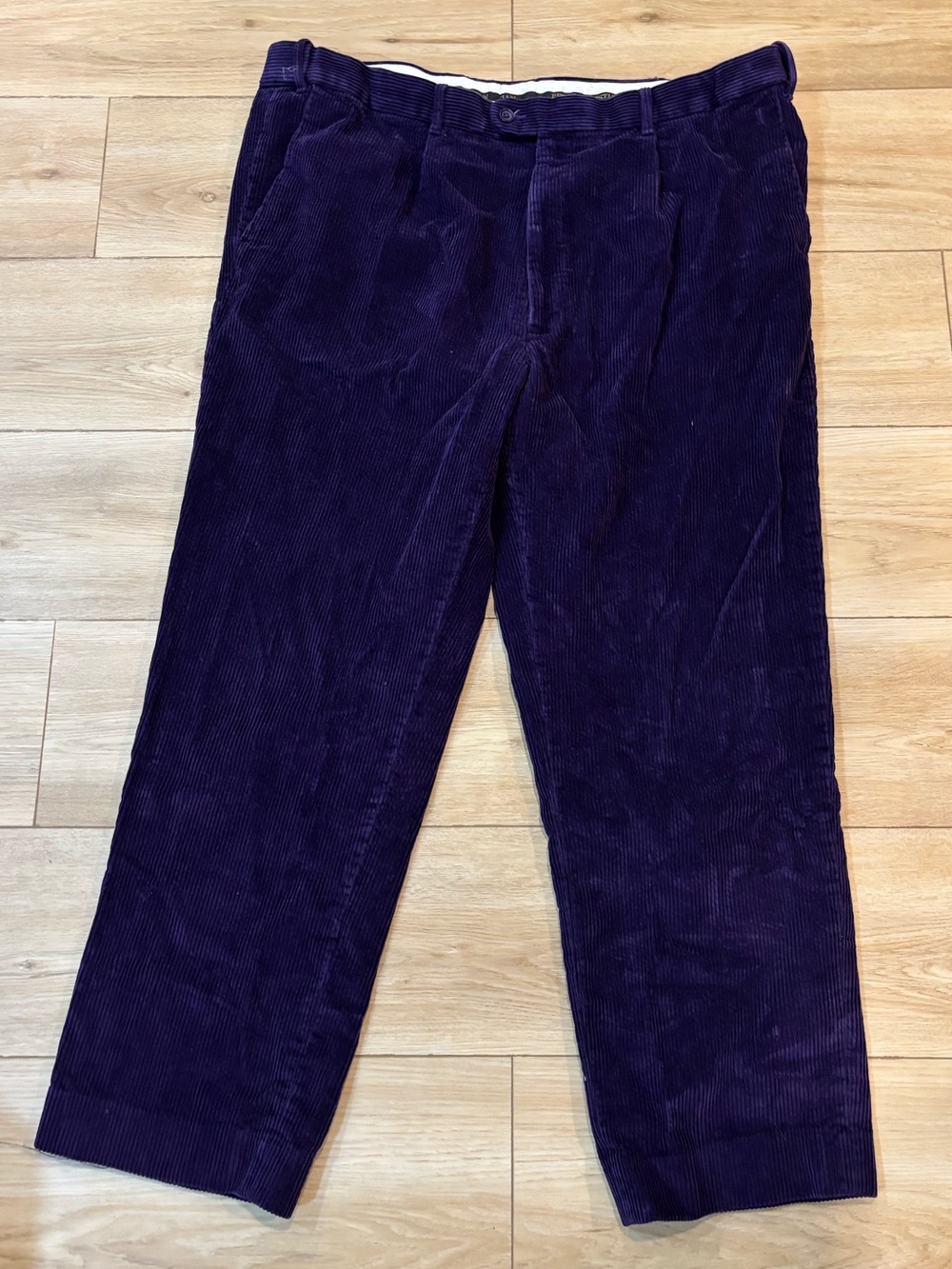 PETER CHRISTIAN Corduroy Trousers 42-44 Leg 28 Purple Pleated Country Clothing